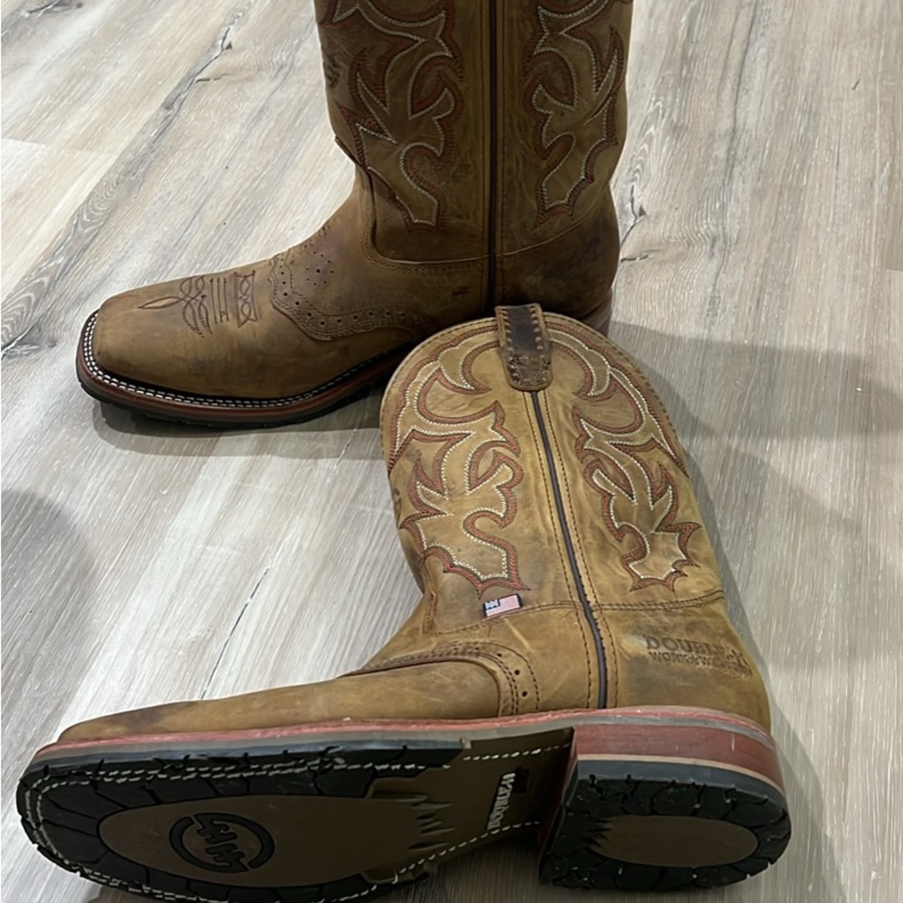 Double H Tan Leather Cowboy Boots